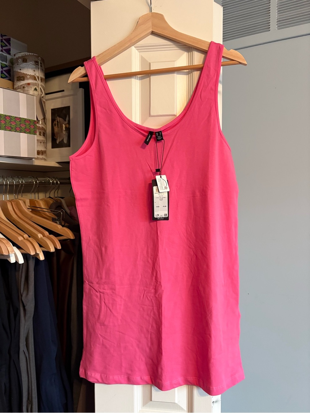 Hot Pink Long Shot Tank Top by Vero Moda (Silver Icing) BNWT